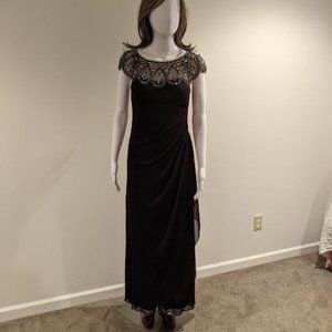 XSCAPE Embellished Neck Formal Gown - Size 6P - Plum Burgundy Eggplant